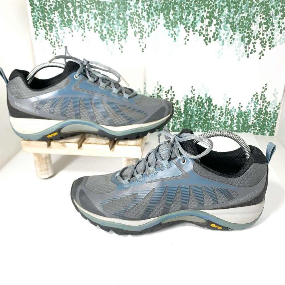 Merrel Womens Blue Vibram Soles Hiking Sneakers Size 9.5 Wide